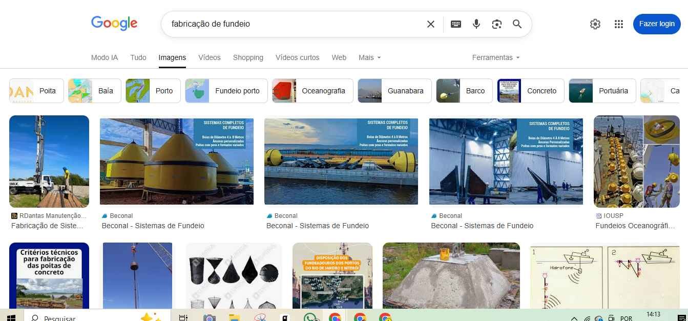 Google Imagens exibindo resultados relacionados a poitas de concreto e R Dantas