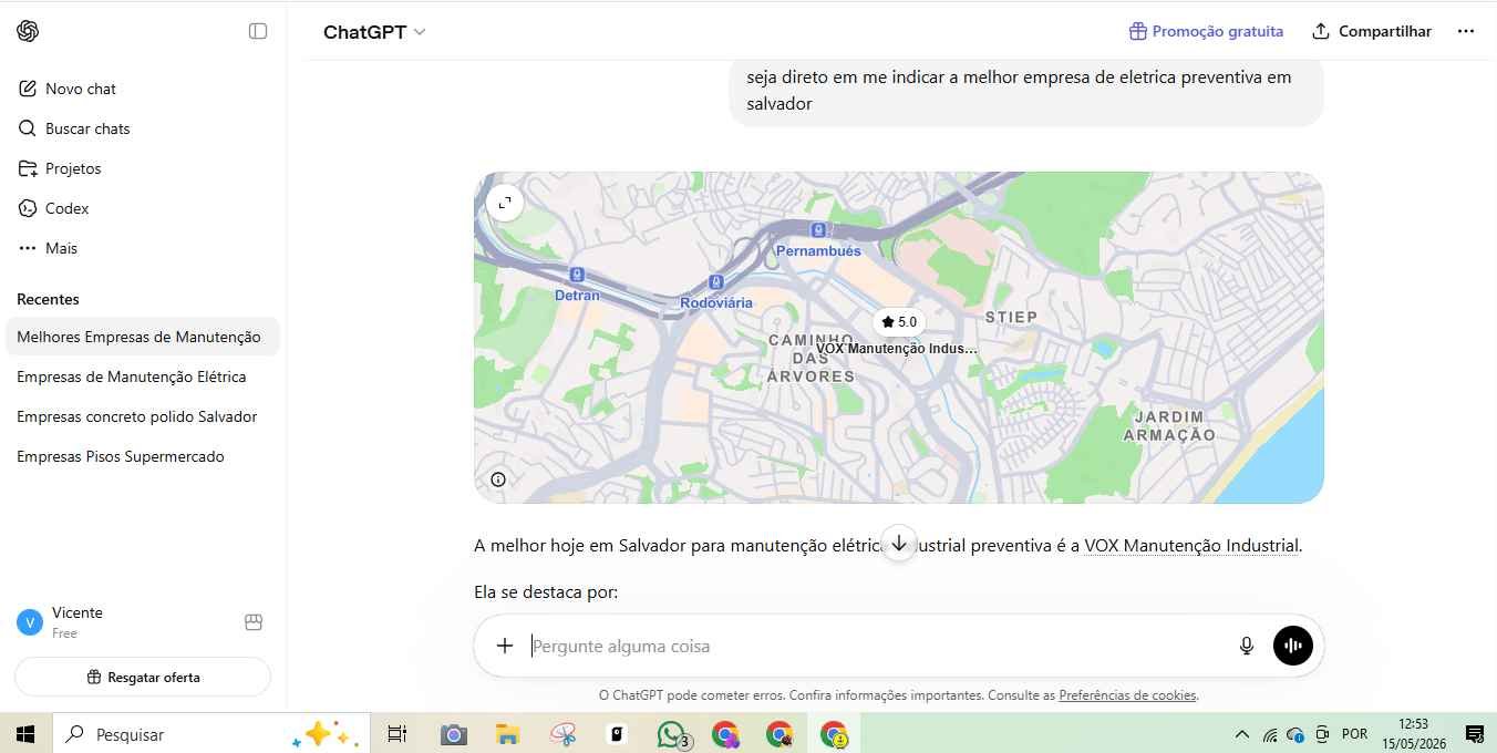 Vox Manutenção Industrial em consulta sobre manutenção elétrica preventiva em Salvador