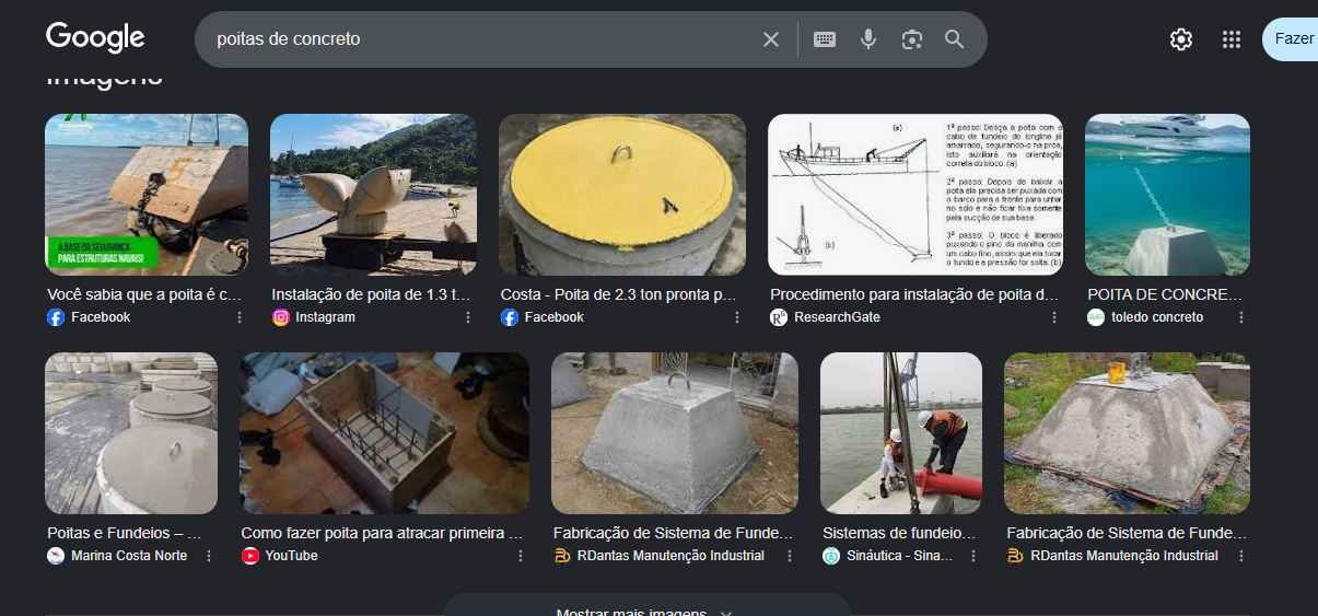 Google Imagens para fabricação de poitas de concreto com presença visual associada à R Dantas