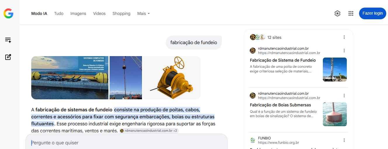 Resultado de busca sobre fabricação de sistema de fundeio com presença da R Dantas