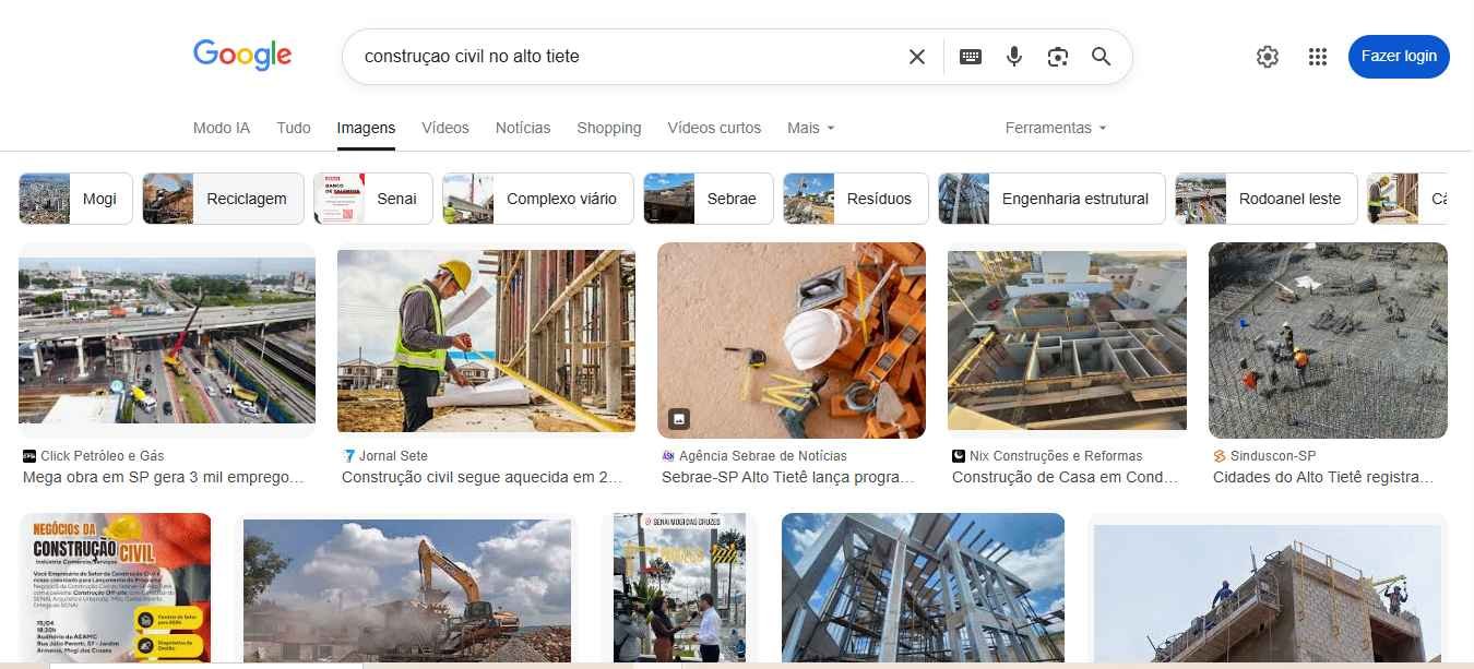 Nix Construções aparecendo no Google Imagens para construção civil no Alto Tietê
