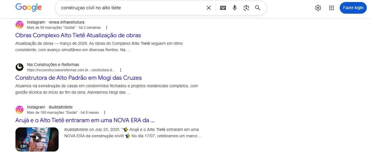 Resultado orgânico da Nix Construções para construção civil no Alto Tietê