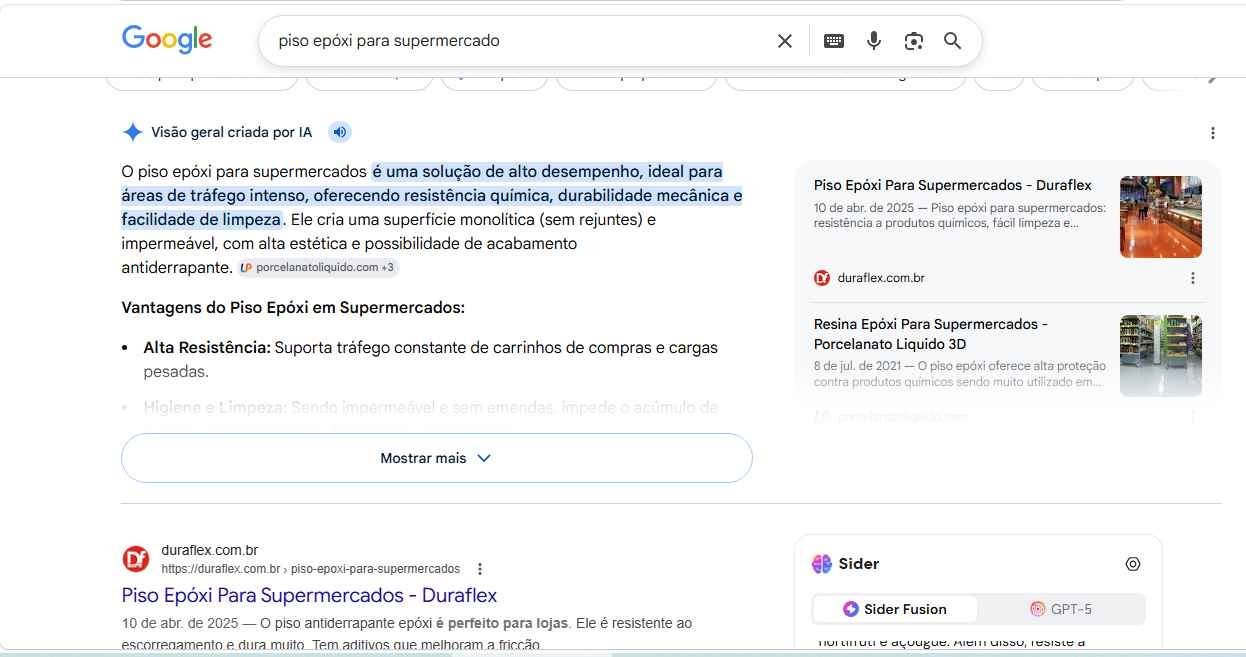 Conteúdo SEO para piso epóxi em supermercado