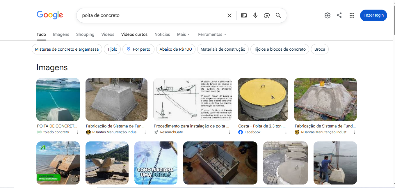 R Dantas aparecendo para busca sobre poita de concreto